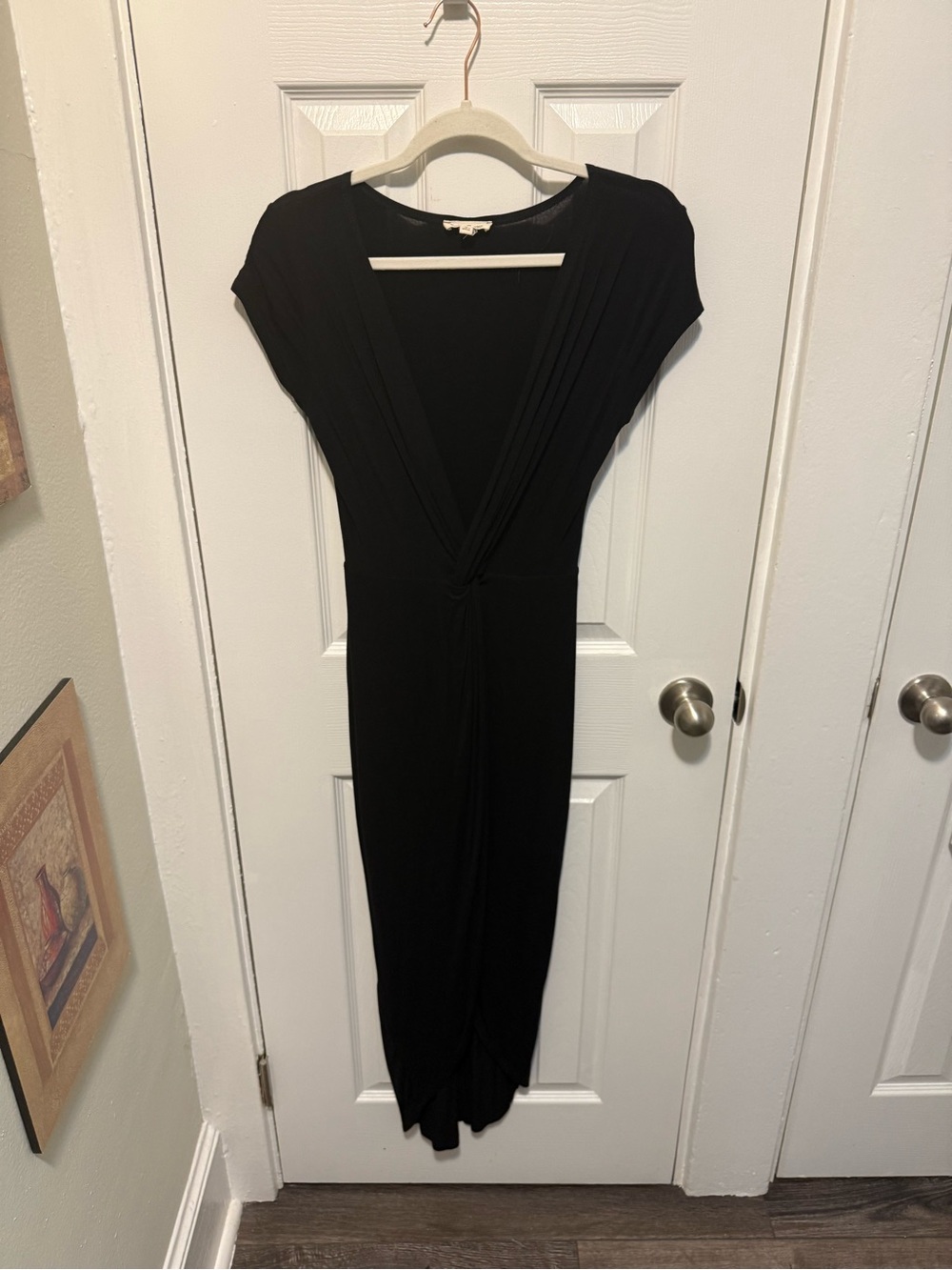 Rolla Coster Size S Black Twist Front High Slit Maxi Dress